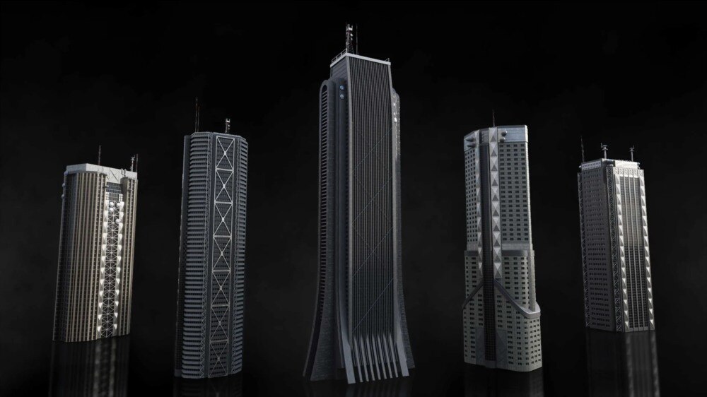 Neo Tokyo 未来都市3D资产包｜57个高精度赛博朋克建筑模型 - GFXHUB