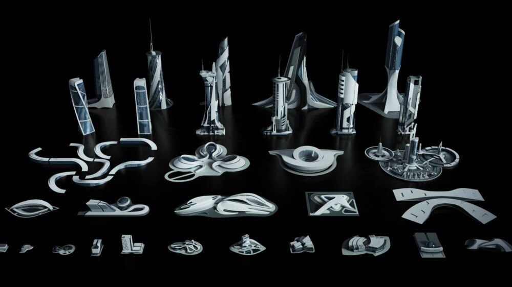 Utopia 未来乌托邦3D资产包｜31个异形建筑3D模型 - GFXHUB