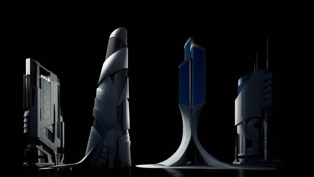 Utopia 未来乌托邦3D资产包｜31个异形建筑3D模型 - GFXHUB