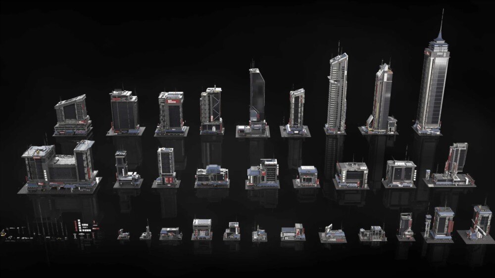 Neo Shanghai 上海未来东方巨城3D资产包｜76个高密度城市模型 - GFXHUB