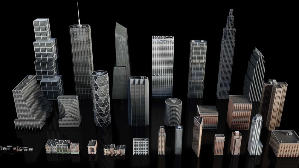 Every City 现代通用城市3D资产包｜217个模块化建筑模型 - GFXHUB