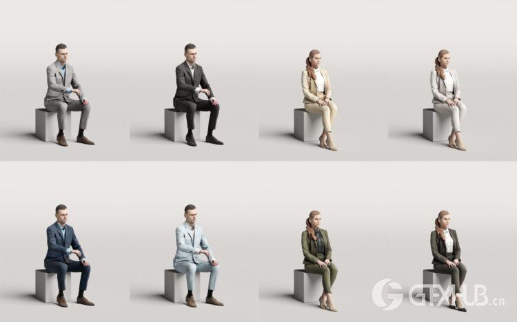 高精度办公商务人士3D模型 Humano 3D People Vol. 01 Business
