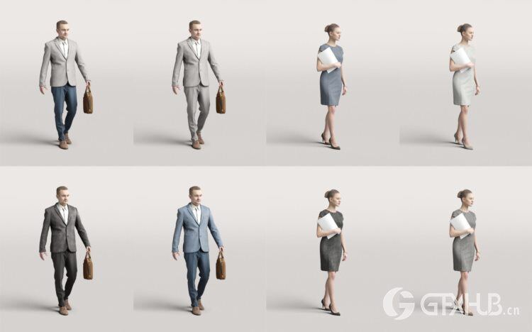 高精度办公商务人士3D模型 Humano 3D People Vol. 01 Business