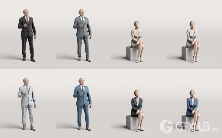 高精度办公商务人士3D模型 Humano 3D People Vol. 01 Business