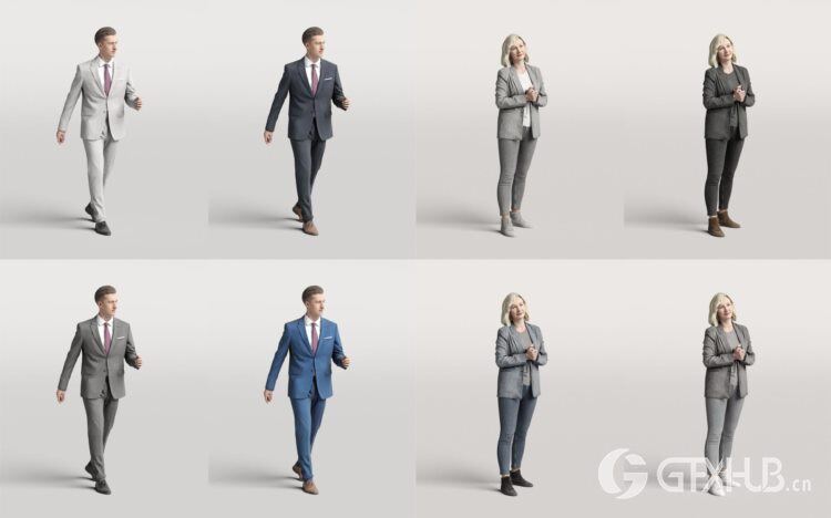 高精度办公商务人士3D模型 Humano 3D People Vol. 01 Business
