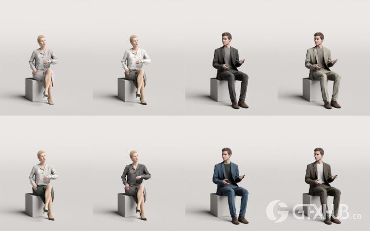 高精度办公商务人士3D模型 Humano 3D People Vol. 01 Business