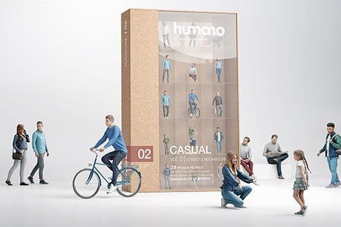 高精度休闲人士3D模型 Humano 3D People Vol. 02 Casual (MAXSKPC4DRHINOOBJFBX)