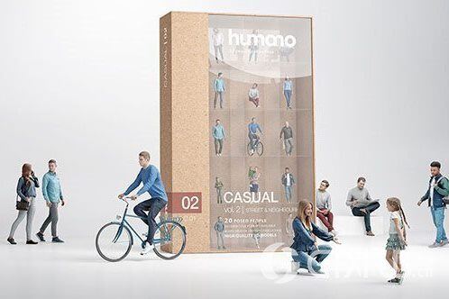 高精度休闲人士3D模型 Humano 3D People Vol. 02 Casual (MAXSKPC4DRHINOOBJFBX)