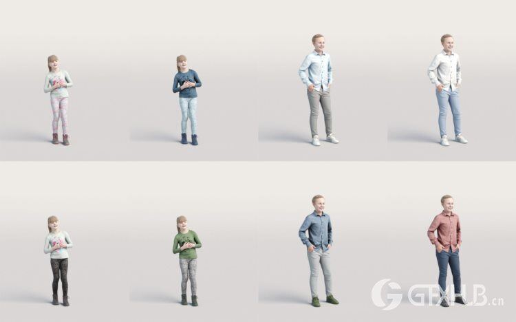 高精度休闲人士3D模型 Humano 3D People Vol. 02 Casual (MAXSKPC4DRHINOOBJFBX)