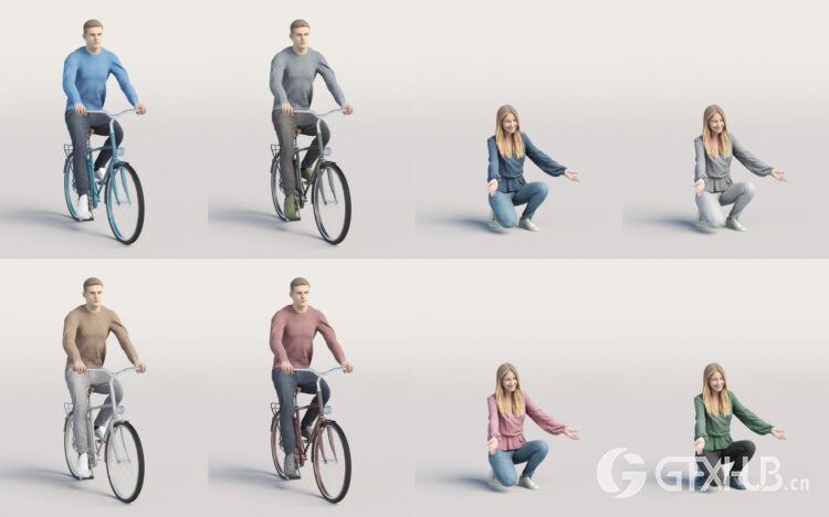 高精度休闲人士3D模型 Humano 3D People Vol. 02 Casual (MAXSKPC4DRHINOOBJFBX)