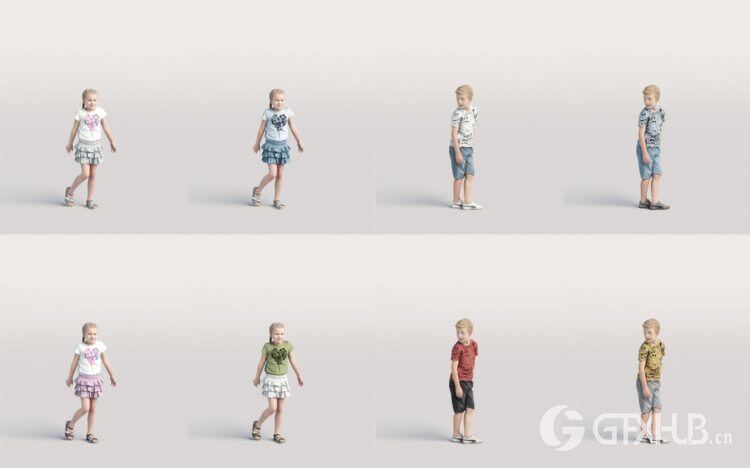 高精度休闲人士3D模型 Humano 3D People Vol. 02 Casual (MAXSKPC4DRHINOOBJFBX)