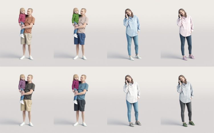 高精度休闲人士3D模型 Humano 3D People Vol. 02 Casual (MAXSKPC4DRHINOOBJFBX)