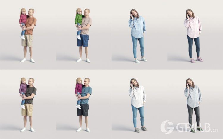 高精度休闲人士3D模型 Humano 3D People Vol. 02 Casual (MAXSKPC4DRHINOOBJFBX)