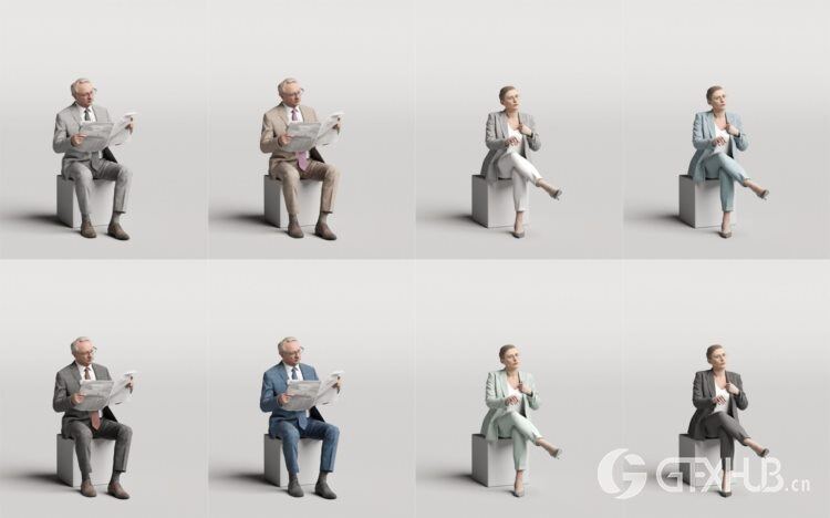 优雅的商务人士3D模型 Humano 3D People Vol. 03 Elegant