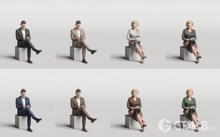 优雅的商务人士3D模型 Humano 3D People Vol. 03 Elegant