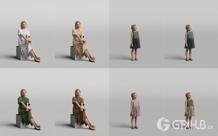 高精度休闲时尚人士3D模型 Humano 3D People Vol. 04 Diverse (MAXSKPC4DRHINOOBJFBX)