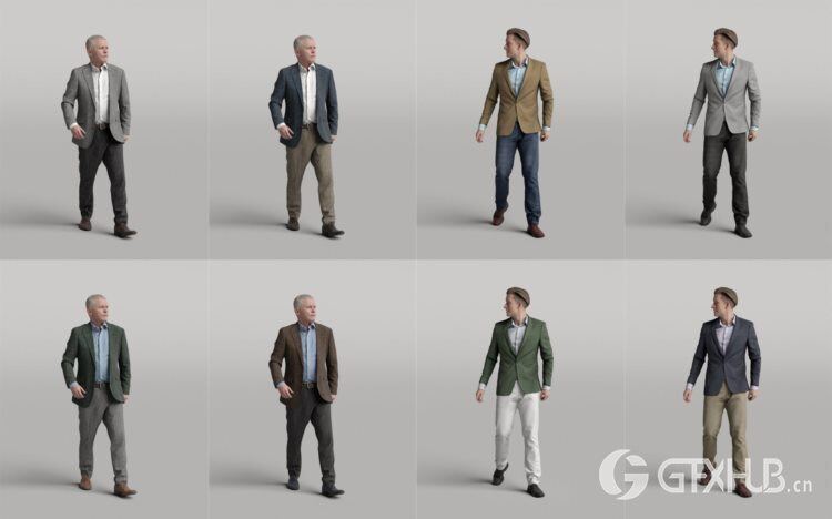 高精度休闲时尚人士3D模型 Humano 3D People Vol. 04 Diverse (MAXSKPC4DRHINOOBJFBX)