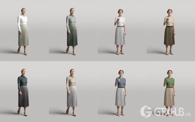 高精度休闲时尚人士3D模型 Humano 3D People Vol. 04 Diverse (MAXSKPC4DRHINOOBJFBX)