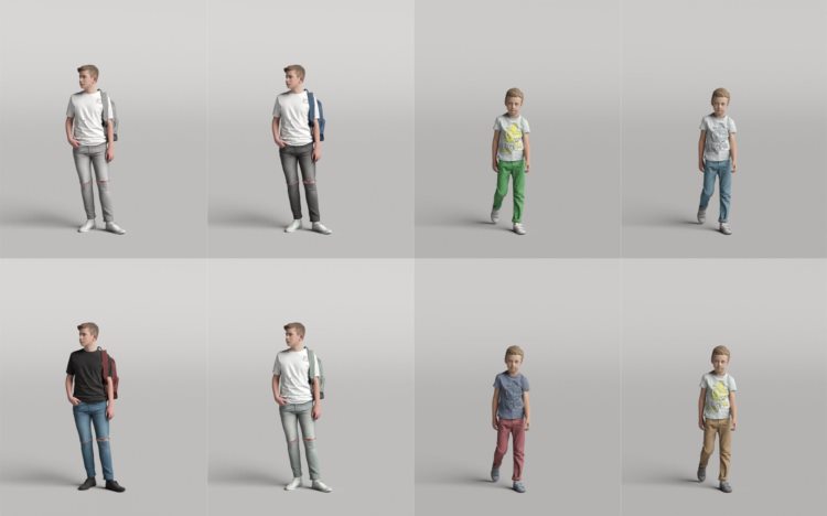 高精度休闲时尚人士3D模型 Humano 3D People Vol. 04 Diverse (MAXSKPC4DRHINOOBJFBX)