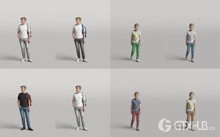 高精度休闲时尚人士3D模型 Humano 3D People Vol. 04 Diverse (MAXSKPC4DRHINOOBJFBX)