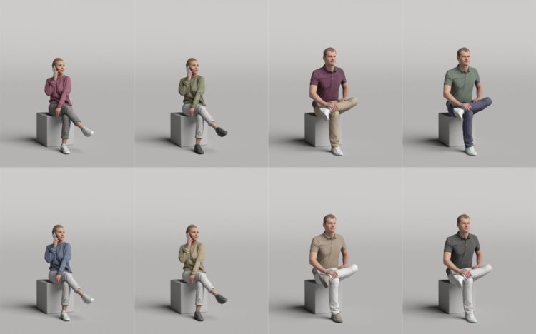 高精度休闲时尚人士3D模型 Humano 3D People Vol. 04 Diverse (MAXSKPC4DRHINOOBJFBX)
