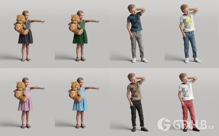 高精度休闲时尚人士3D模型 Humano 3D People Vol. 04 Diverse (MAXSKPC4DRHINOOBJFBX)