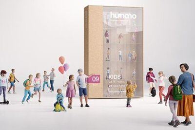 高精度儿童人物3D模型 Humano 3D People Vol. 09 Kids (MAX\SKP\C4D\RHINO\OBJ\FBX)