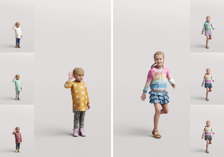 高精度儿童人物3D模型 Humano 3D People Vol. 09 Kids (MAXSKPC4DRHINOOBJFBX)