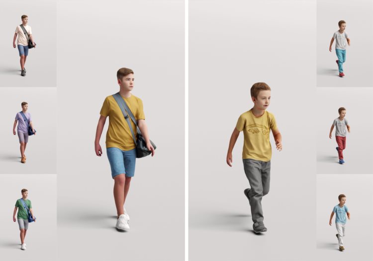 高精度儿童人物3D模型 Humano 3D People Vol. 09 Kids (MAXSKPC4DRHINOOBJFBX)