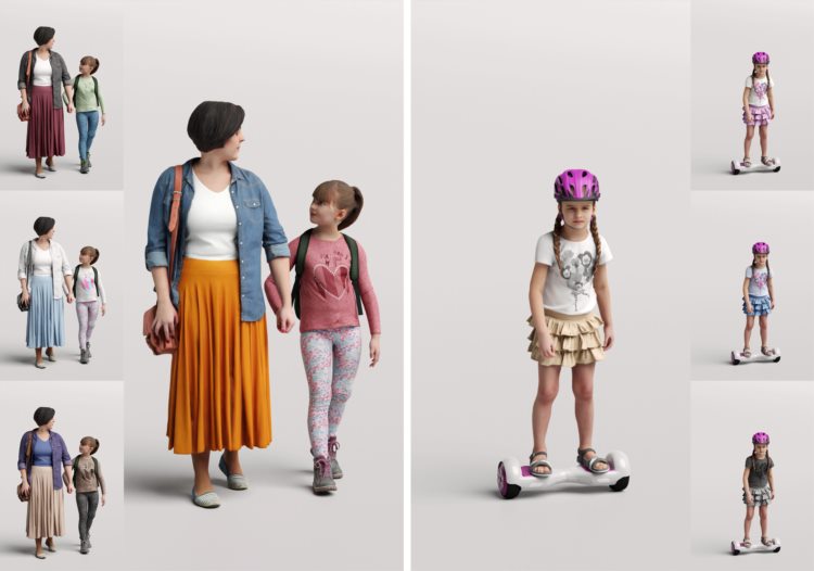高精度儿童人物3D模型 Humano 3D People Vol. 09 Kids (MAXSKPC4DRHINOOBJFBX)