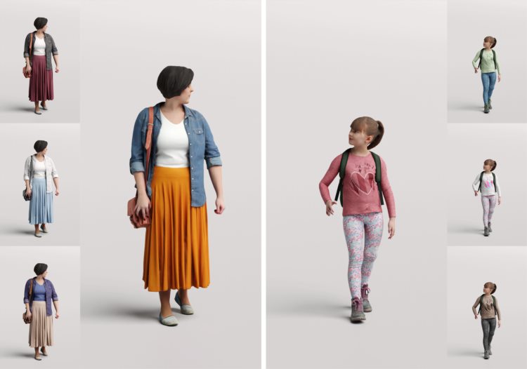 高精度儿童人物3D模型 Humano 3D People Vol. 09 Kids (MAXSKPC4DRHINOOBJFBX)