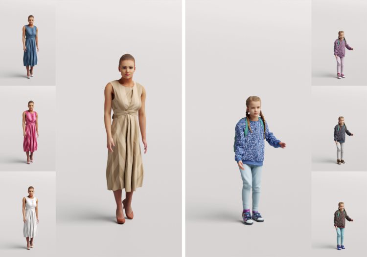 高精度儿童人物3D模型 Humano 3D People Vol. 09 Kids (MAXSKPC4DRHINOOBJFBX)