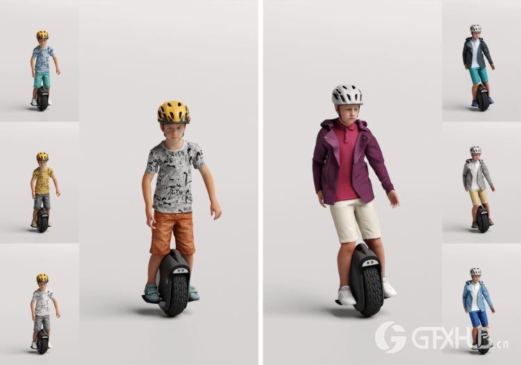 高精度儿童人物3D模型 Humano 3D People Vol. 09 Kids (MAXSKPC4DRHINOOBJFBX)
