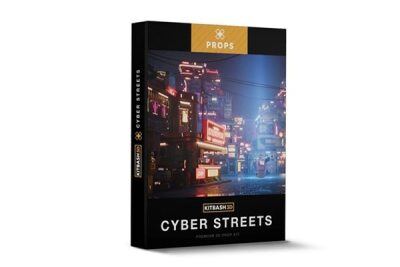 未来科幻街道建筑3D模型 KitBash3D – Cyber Streets (MAX\MA\OBJ\FBX)