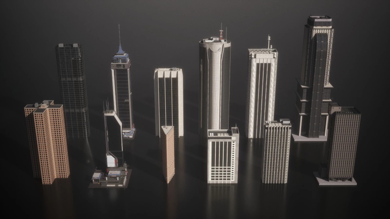 现代高楼大厦3D模型 KitBash3D - Mini Kit Skylines (MAX/OBJ/FBX/MTL)