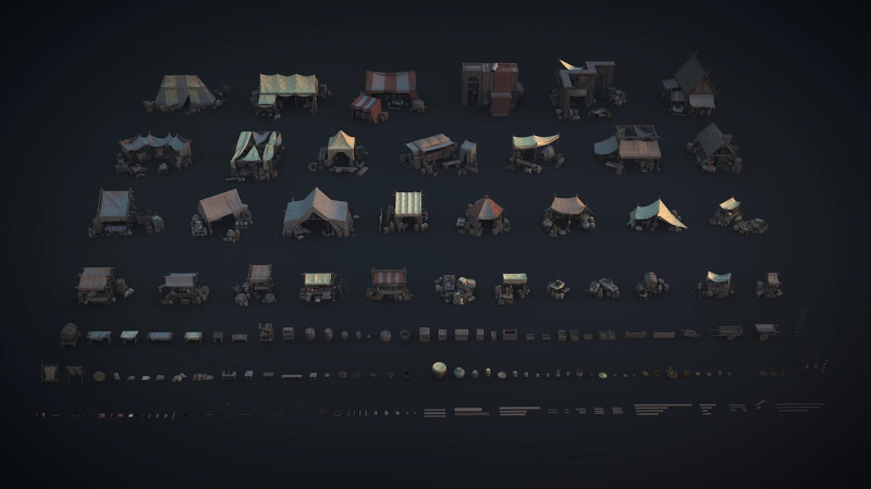 中世纪街道市场3D模型 KitBash3D - Props Medieval Market (OBJ/FBX/MAX)