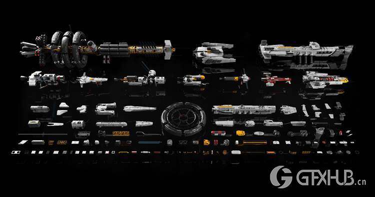 太空飞船3D模型 KitBash3D - Veh Spaceships (MAXFBXOBJ)