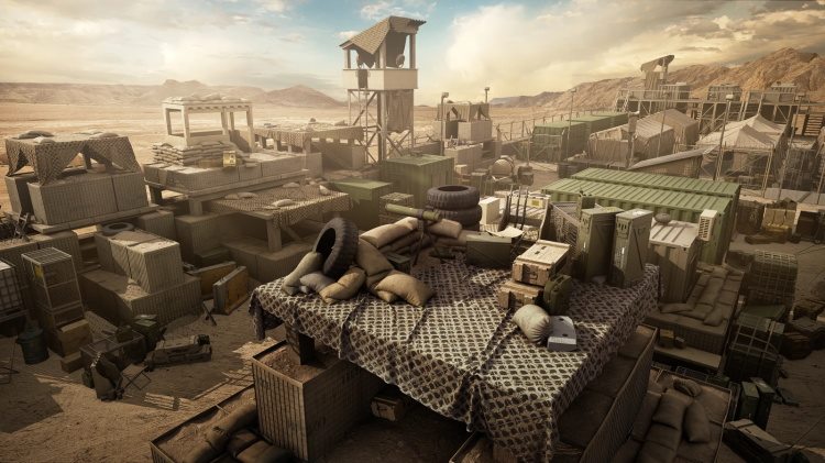 营地瞭望塔混凝土墙带刺铁丝网武器弹药沙袋发电机 KitBash3D - Military Outpost (MAXFBXOBJ)