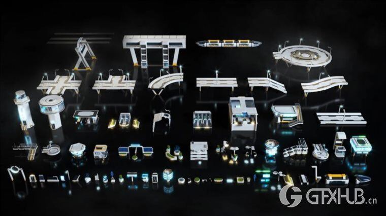 高科技街道3d模型 Kitbash3D – Props: High Tech Streets (MAXFBXOBJ)