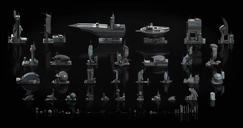 漂浮城市沙漠中的废弃王国3D模型 Kitbash3D - Heavy Metal (MAXC4DMAFBXOBJ)