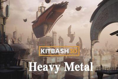 漂浮城市沙漠中的废弃王国3D模型 Kitbash3D – Heavy Metal (MAX\C4D\MA\FBX\OBJ)