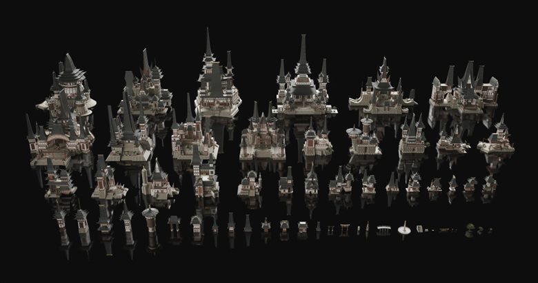 香格里拉古代民间寺庙3D模型 Kitbash3D - Shangri La (MAXC4DMAFBXOBJ)