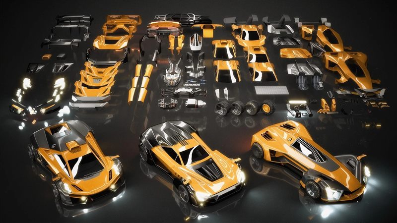超级跑车3D模型 Kitbash3D - Veh Supercars (MAMAXC4DBLENDFBXOBJ)