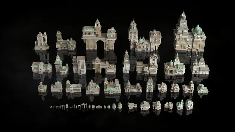 市政广场新古典幻想城市3D模型 Kitbash3D - Colonial (MAMAXC4DBLENDFBXOBJ)