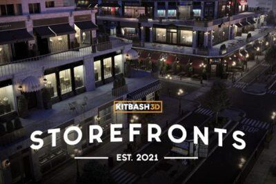 店铺门头3D模型 Kitbash3D – Storefronts (2021)  (MA\MAX\C4D\BLEND\FBX\OBJ)