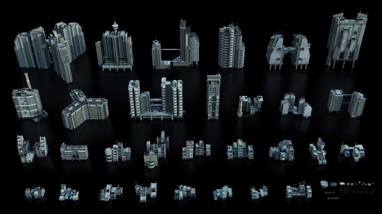 苏联风格建筑3D模型 Kitbash3D – Soviet Blocks
