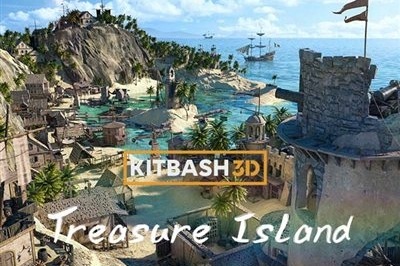 班牙风格庄园码头市场教堂 Kitbash3D – Treasure Island (MAX\OBJ\FBX)