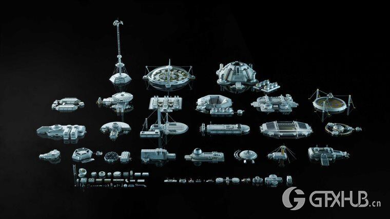 月球基地3D模型 Kitbash3D - Lunar Base (OBJFBXBlenderHoudini)