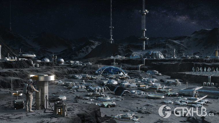 月球基地3D模型 Kitbash3D - Lunar Base (OBJFBXBlenderHoudini)