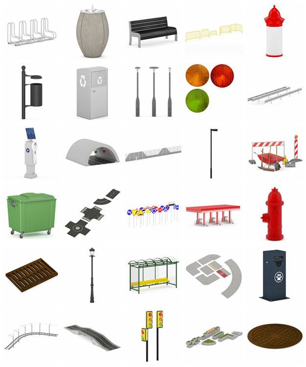 CGAxis第44卷街道设备3D模型 CGAxis Models Volume 44 Street Equipment II
